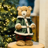 Urso Natalino Com Casaco de Veludo Verde 42cm