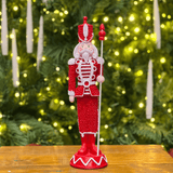 Quebra Nozes Natalino Vermelho e Branco de Resina 30cm