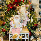 Papai Noel Sentado Com Presentes Rosa 28cm