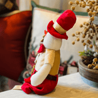 Boneco de Neve Natalino Sentado Vermelho e Dourado 54cm