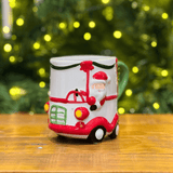 Caneca Natalina Carro do Noel de Cerâmica 13cm