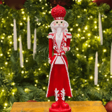 Quebra Nozes Natalino Vermelho e Branco de Resina 41cm