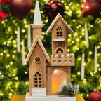 Casinha Natalina Nevada de Madeira Com Led 47cm