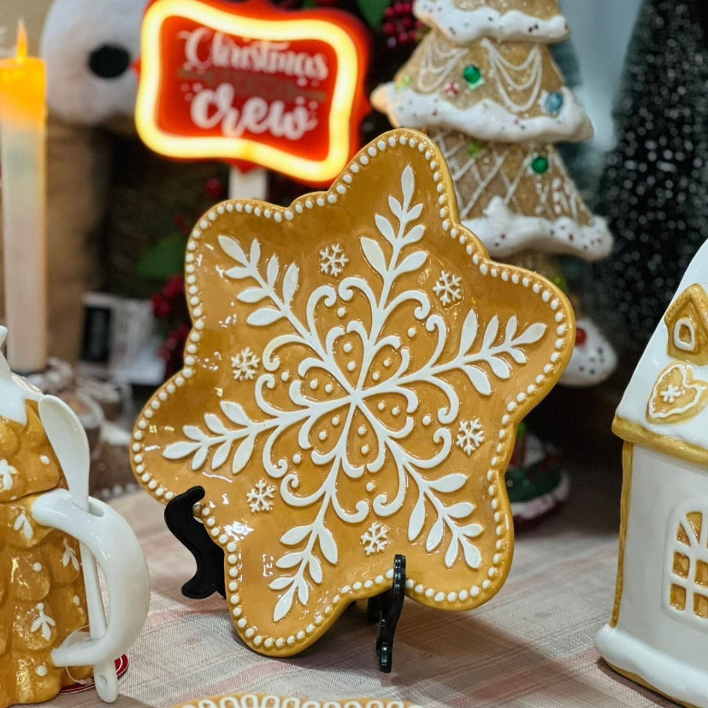 Travessa em Formato de Floco de Neve Ginger - 2,5x26x26cm