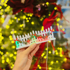 Mini Cerca Natalina Com Festão e Led Branco 16cm