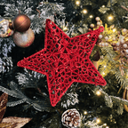 Estrela Natalina Vermelha Com Glitter 26cm