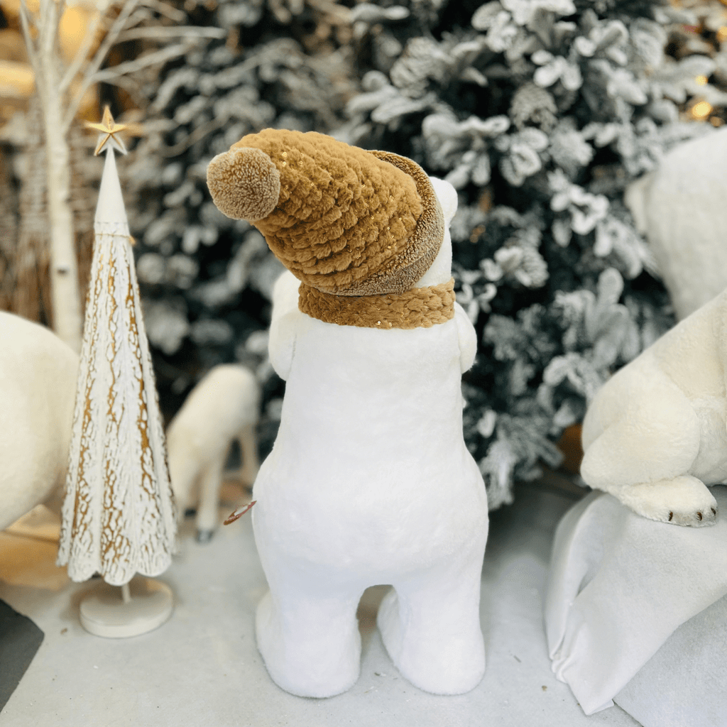 Urso Polar Natalino Em Pé Branco e Nude 90cm