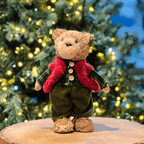 Urso Natalino Com Colete Vermelho 26x17cm