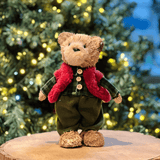Urso Natalino Com Colete Vermelho 26x17cm