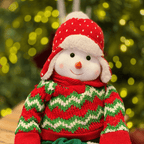 Boneco de Neve Natalino Sentado Com Tricot 65cm