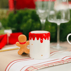 Caneca Natalina de Cerâmica Alça de Gingerbread 280ml 9cm