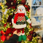 Boneca de Neve Natalina Em Pé Com Tricot 42cm - Tamanho Ajustavel