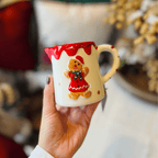 Leiteira Natalina de Cerâmica Gingerbread 235ml 8cm