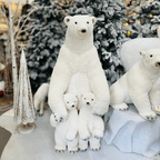 Urso Polar Natalino Mãe e Filhotes Com Glitter 100x50cm