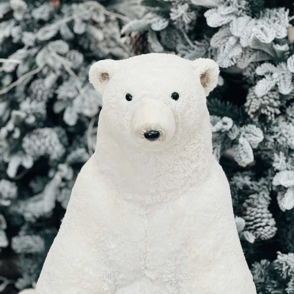 Urso Polar Natalino Mãe e Filhotes Com Glitter 100x50cm