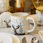 Caneca Natalina Alce de Dolamita 400ml 14x9,5cm