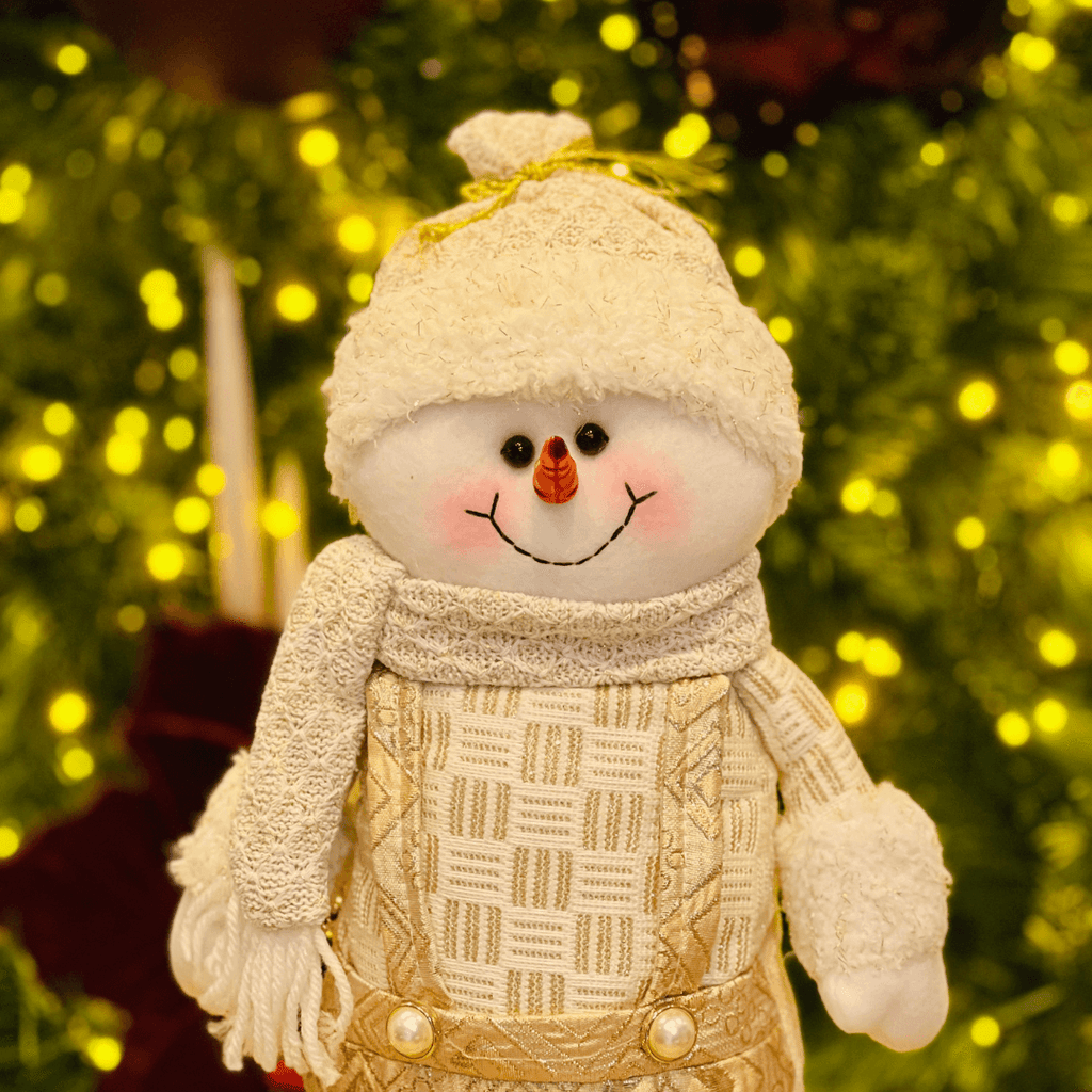 Boneco de Neve Natalino Em Pé Champanhe 39cm