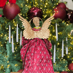 Anjo Natalino Vermelho e Dourado 40cm