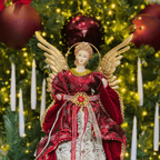 Anjo Natalino Vermelho e Dourado 40cm