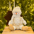 Boneco de Neve Natalino Sentado Champanhe 25cm