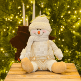 Boneco de Neve Natalino Sentado Champanhe 25cm