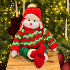 Boneco de Neve Natalino Sentado Com Tricot 65cm