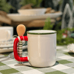 Caneca Natalina de Cerâmica Com Colher Jingle All The Way 500ml 15cm
