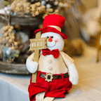 Boneco de Neve Natalino Sentado Vermelho e Dourado 54cm
