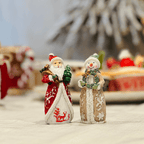 Conjunto Natalino Noel e Boneco de Neve de Poliresina 4x4x9,9cm