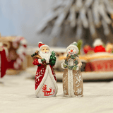 Conjunto Natalino Noel e Boneco de Neve de Poliresina 4x4x9,9cm
