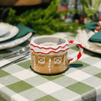 Caneca Natalina de Cerâmica Casa Gingerbread Branca 350ml 7cm