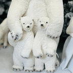 Urso Polar Natalino Mãe e Filhotes Com Glitter 100x50cm