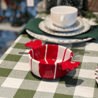 Bowl Natalino de Cerâmica Candy Vermelho e Branco 20cm