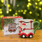 Caneca Natalina Carro do Noel de Cerâmica 13cm