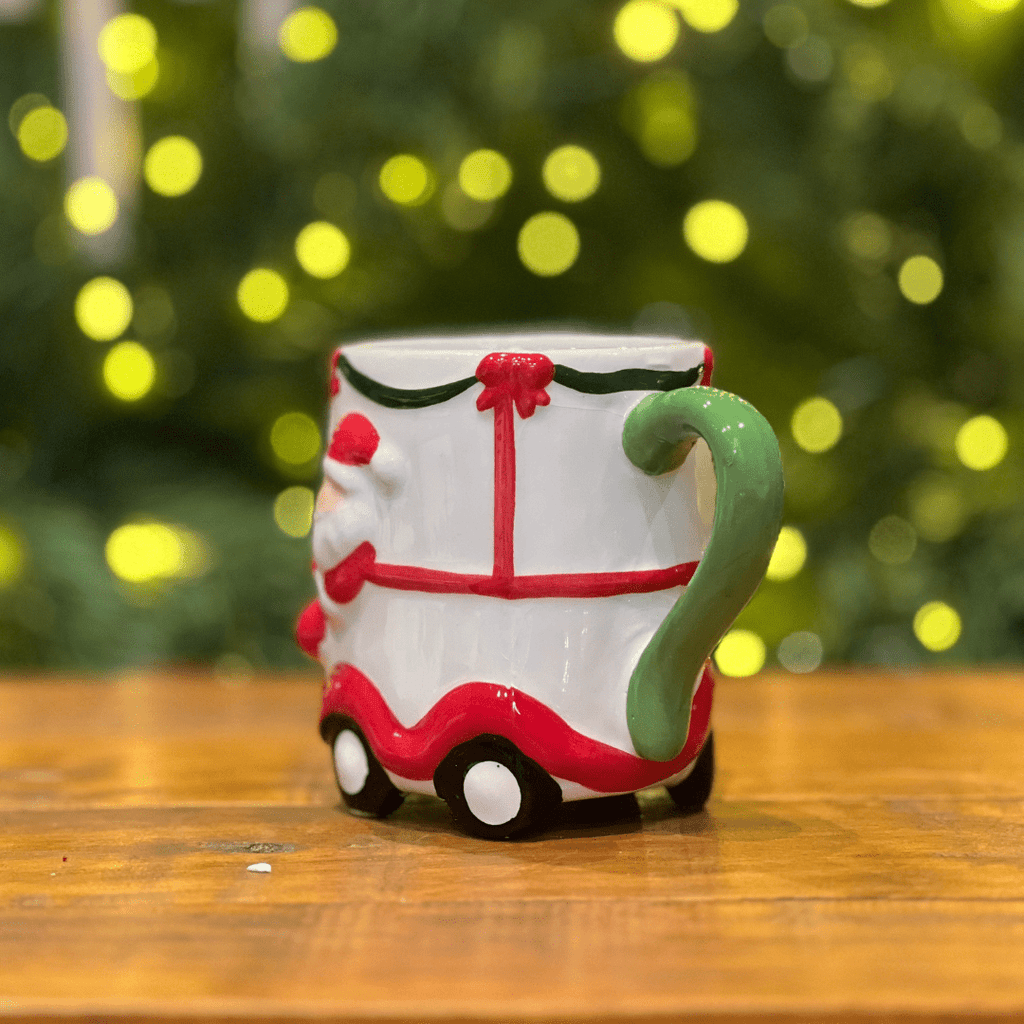 Caneca Natalina Carro do Noel de Cerâmica 13cm