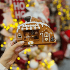 Trailer Natalino de Resina Gingerbread Com Led 12,5cm