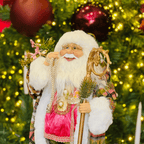 Papai Noel Rosa e Verde 45cm