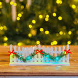 Mini Cerca Natalina Com Festão e Led Branco 16cm