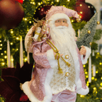 Papai Noel Em Pé Com Presentes Rosa 50cm