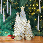 Arvore Natalina Dourada e Branco de Resina 26cm - G