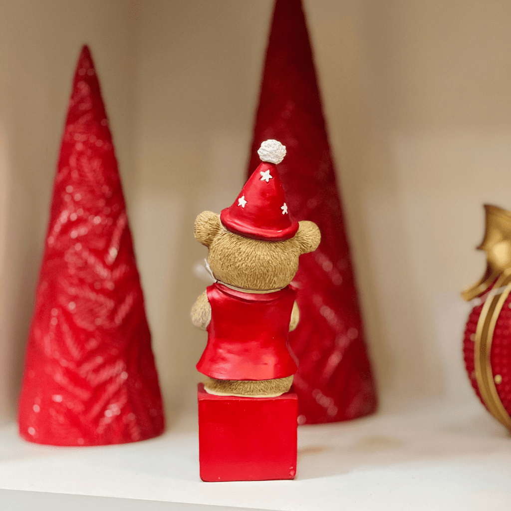 Urso Natalino de Resina Trompetista 20x9cm