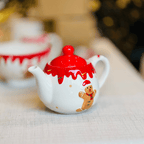 Bule Natalino de Cerâmica Gingerbread 500ml 12cm