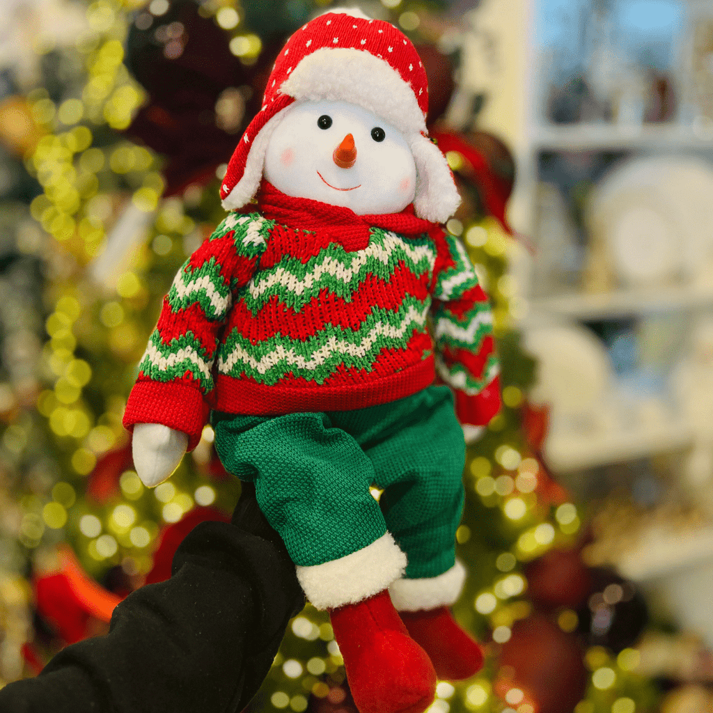 Boneco de Neve Natalino Sentado Com Tricot 65cm
