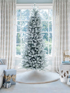 Árvore de Natal Artificial Slim King Flock® de com 650 Luzes LED Branco Quente