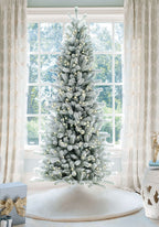 Árvore de Natal Artificial Slim King Flock® de com 650 Luzes LED Branco Quente