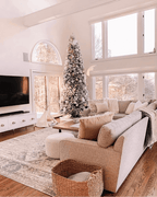 Árvore de Natal Artificial Slim King Flock® de com 650 Luzes LED Branco Quente