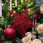 Estrela Natalina Vermelha Com Glitter 26cm