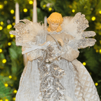 Anjo Natalino Com Arranjo Prata 30cm