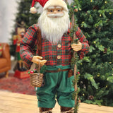 PAPAI NOEL EM PÉ XADREZ VERDE E VERMELHO 80CM