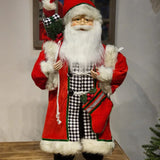PAPAI NOEL EM PÉ VERMELHO, BRANCO E PRETO 80CM
